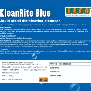 Alkaline base basic cleaning solution Best for removal of fat and protein for all levels of water hardness, safe for milking installation and parlors. Available in 35 Kg packing